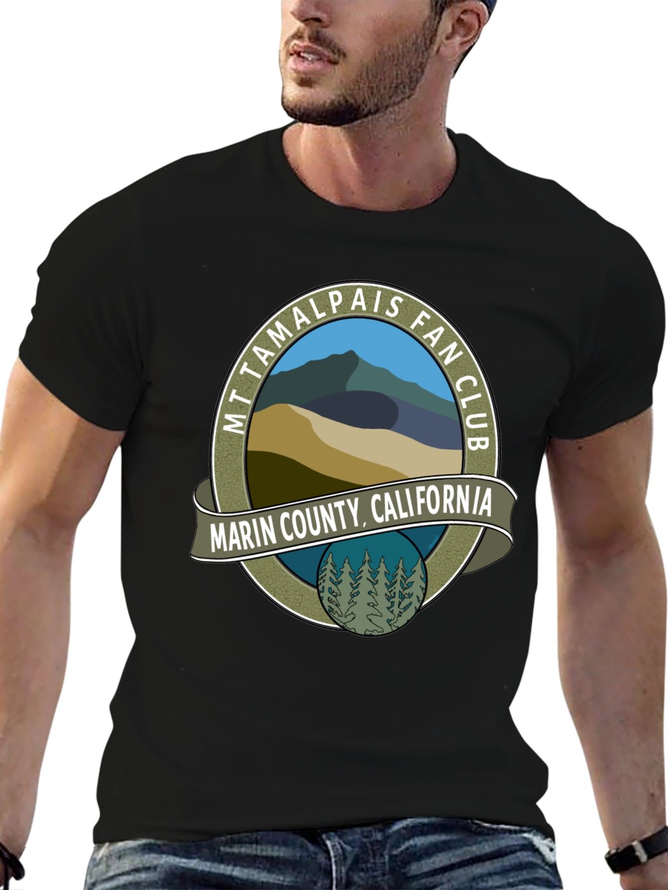 Mt Tamalpais Fan Club Black T-Shirt