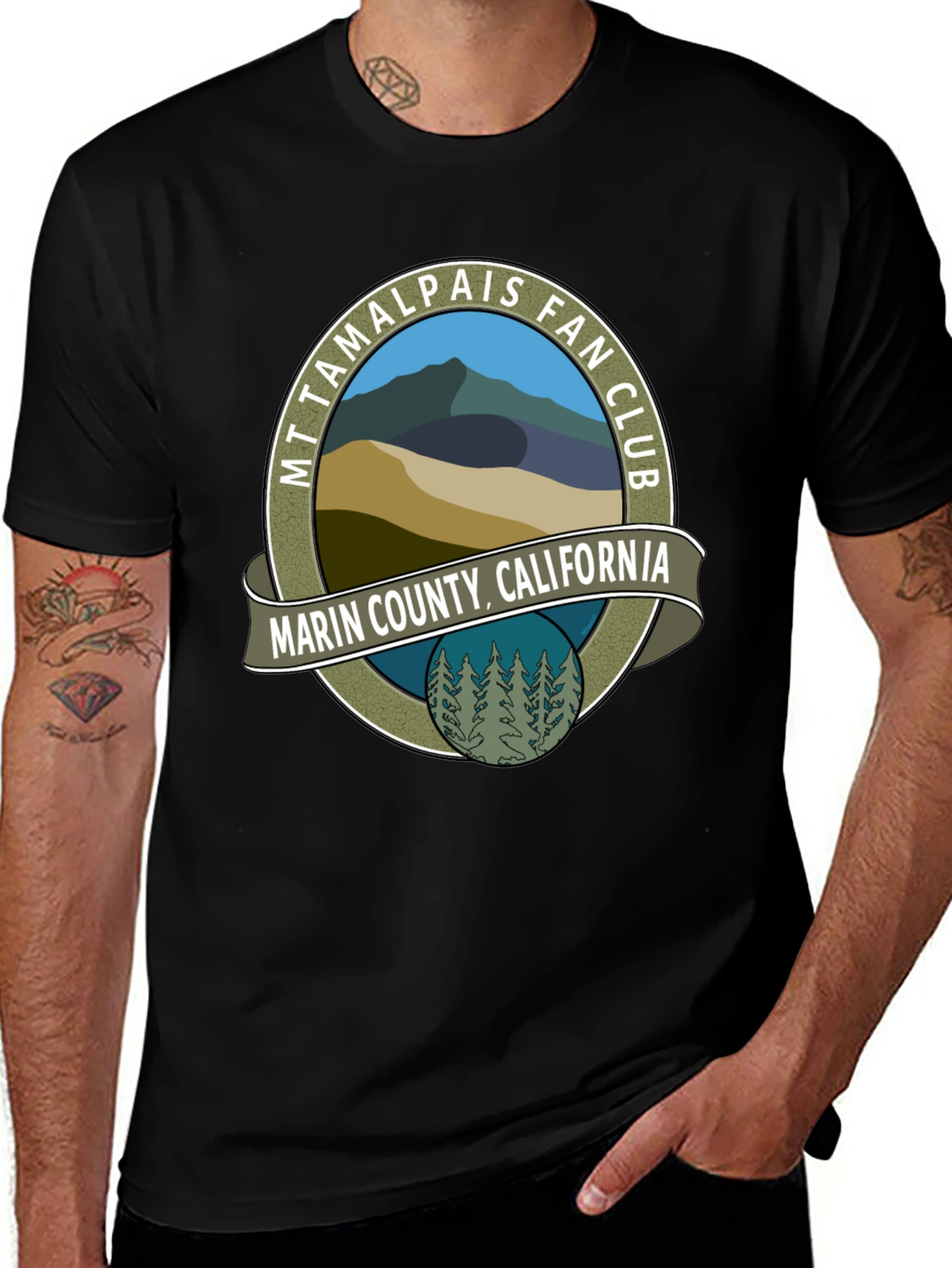 Mt Tamalpais Fan Club Black T-Shirt