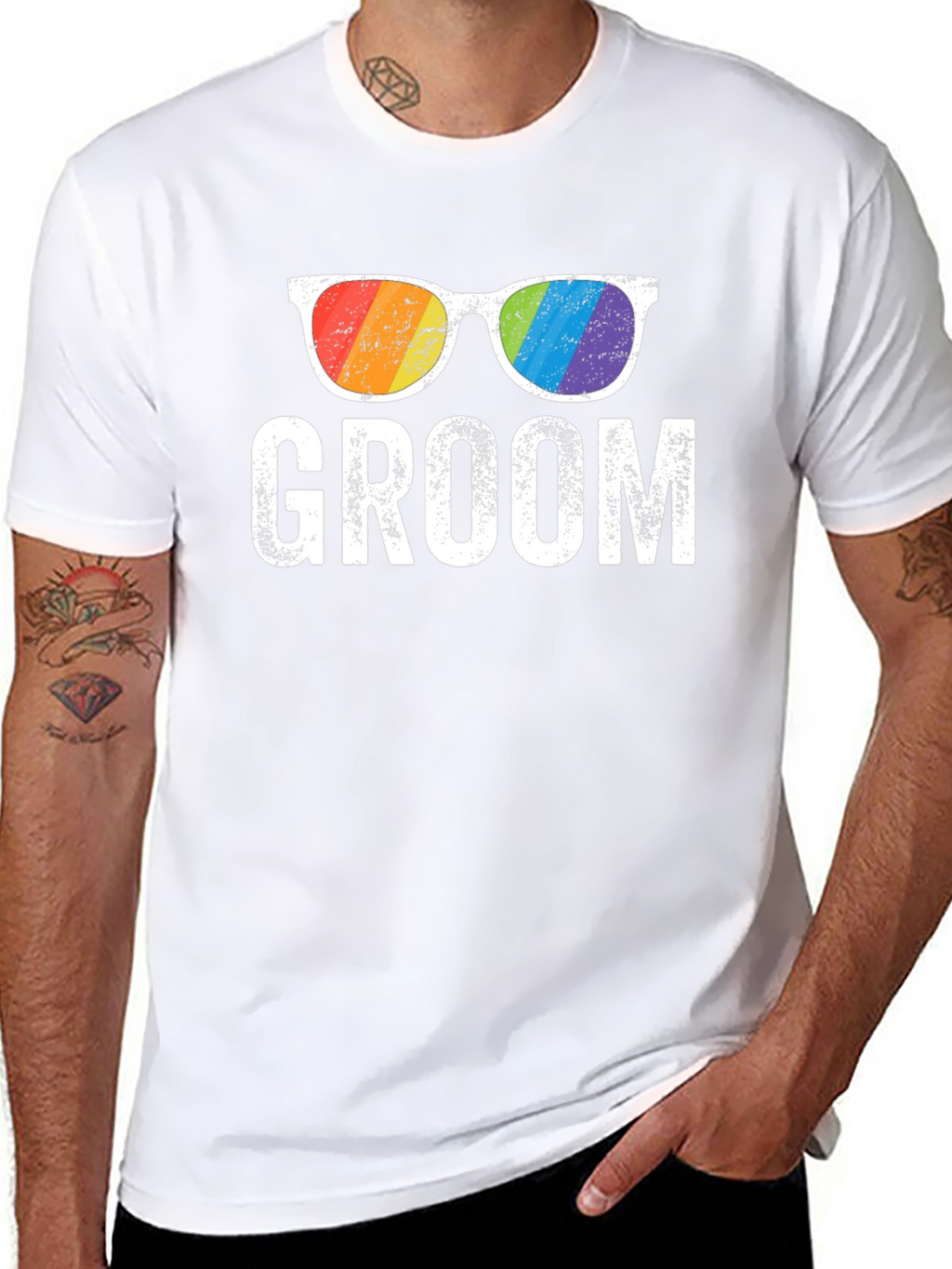 Groom Rainbow Glasses T-Shirt