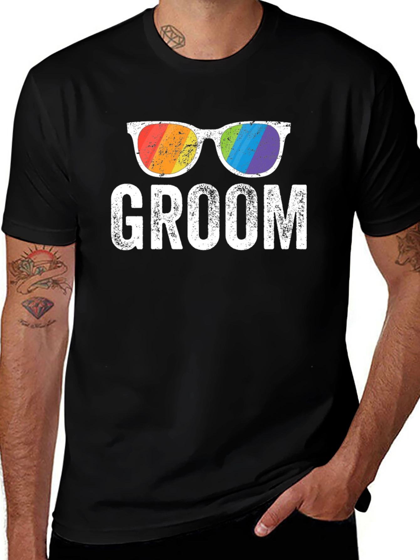 Groom Rainbow Glasses T-Shirt