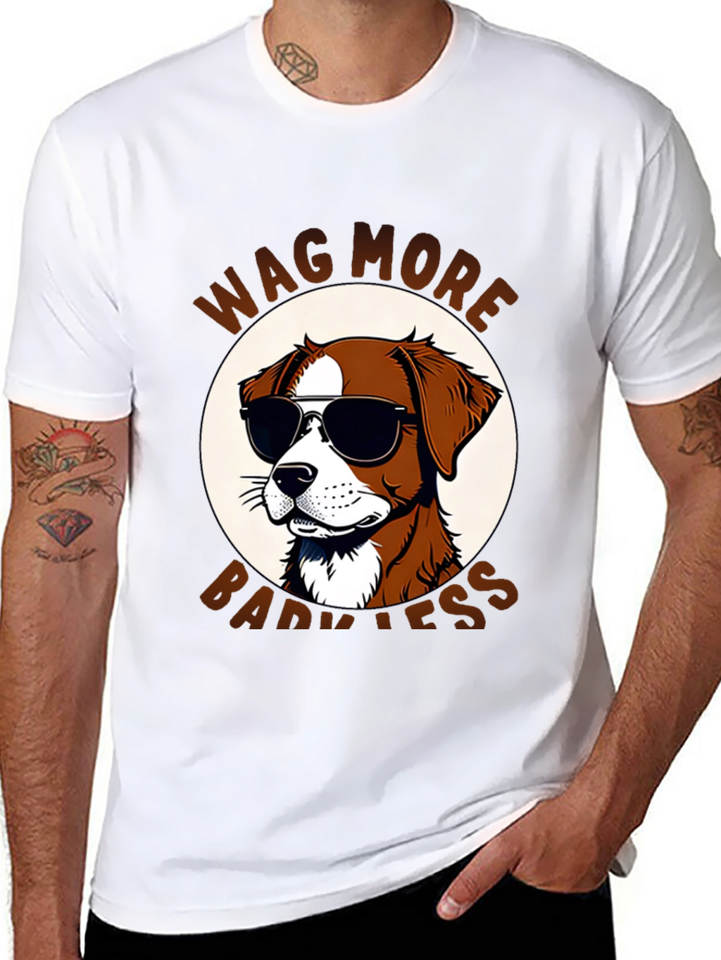 Wag More Bark Less Dog T-Shirt