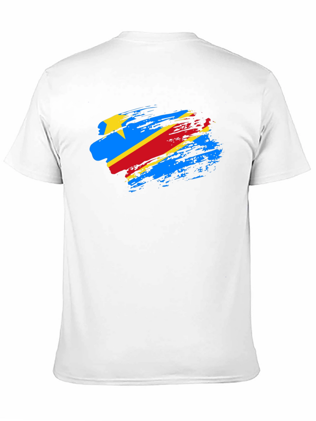 DR Congo Flag Brush Stroke Black T-Shirt