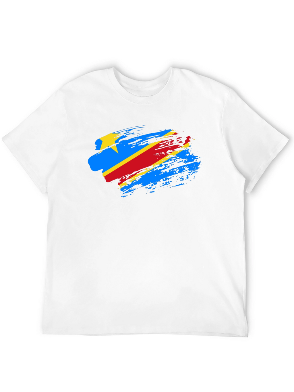 DR Congo Flag Brush Stroke Black T-Shirt