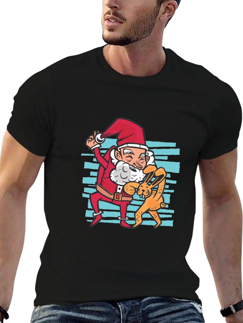 Santa & Bunny T-Shirt: Festive Holiday Fun