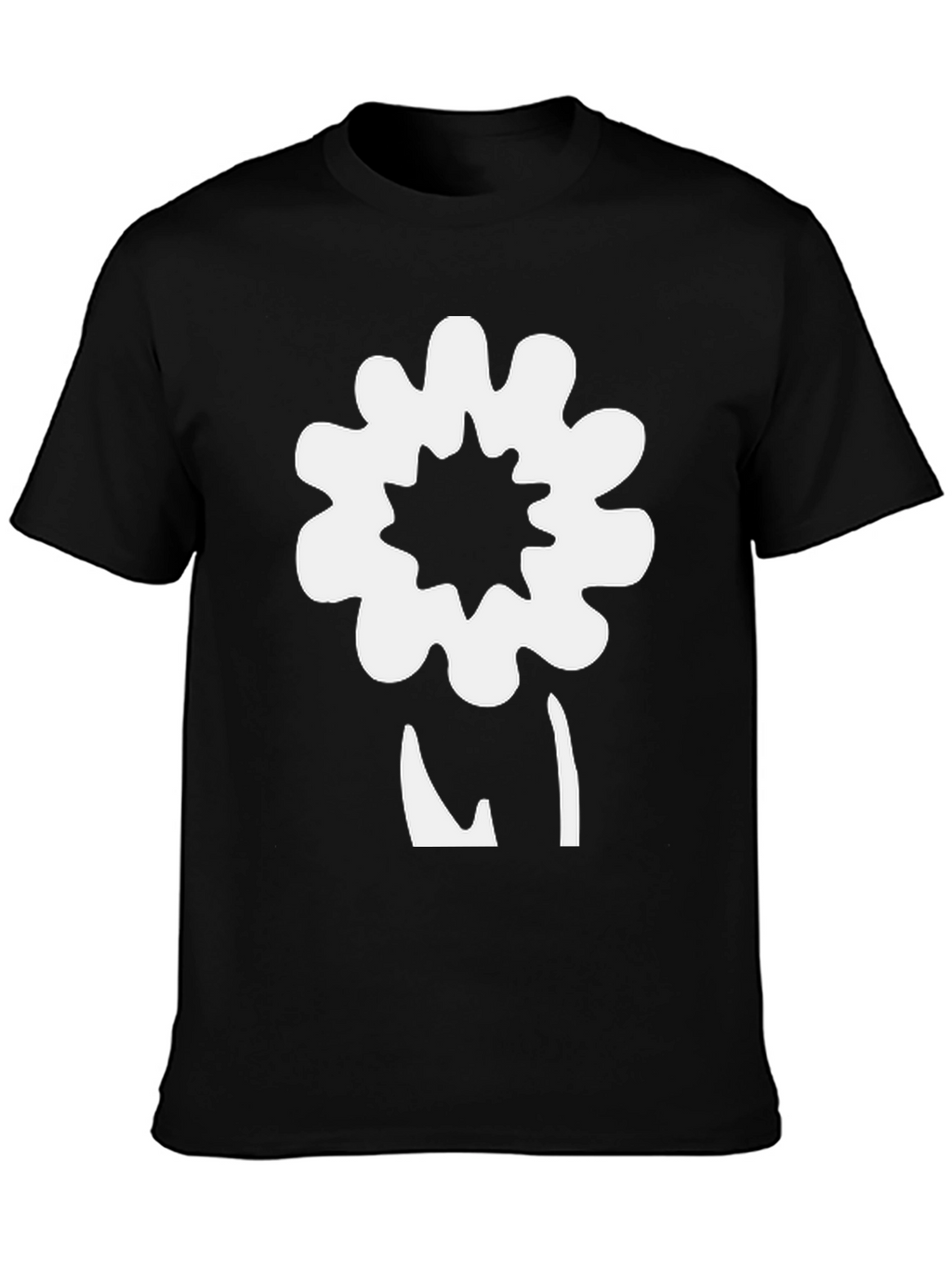 Unique Flower Graphic Black T-Shirt
