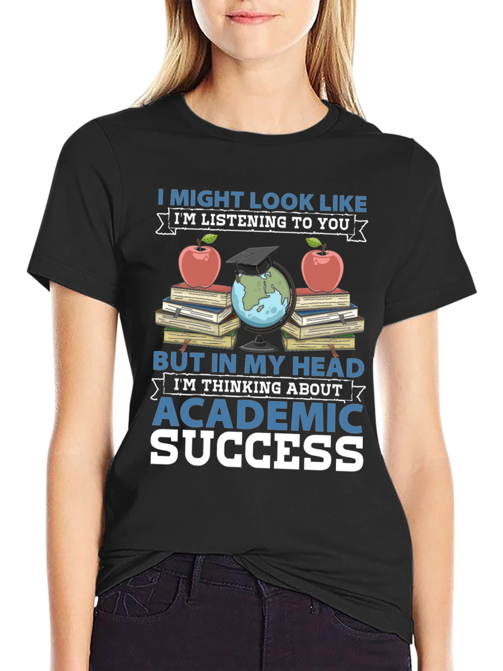 Academic Success T-Shirt - Books Apple & Globe