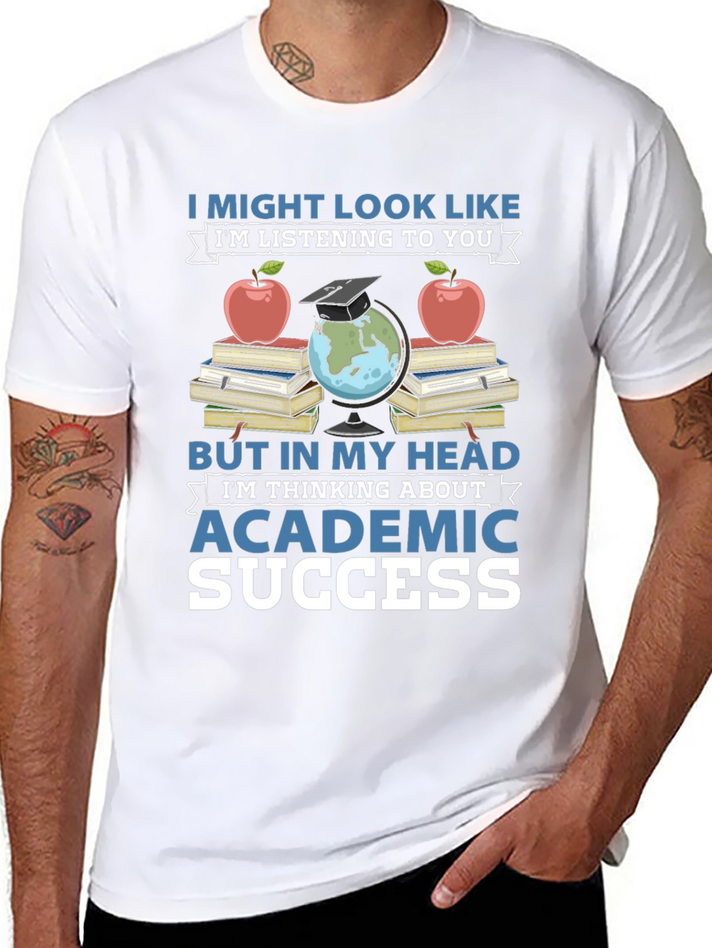 Academic Success T-Shirt - Books Apple & Globe