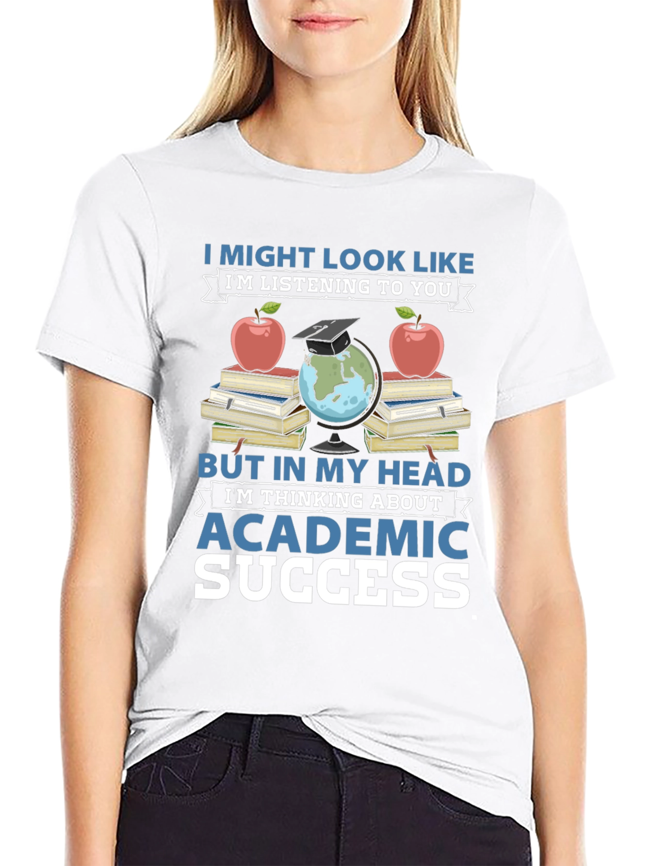 Academic Success T-Shirt - Books Apple & Globe