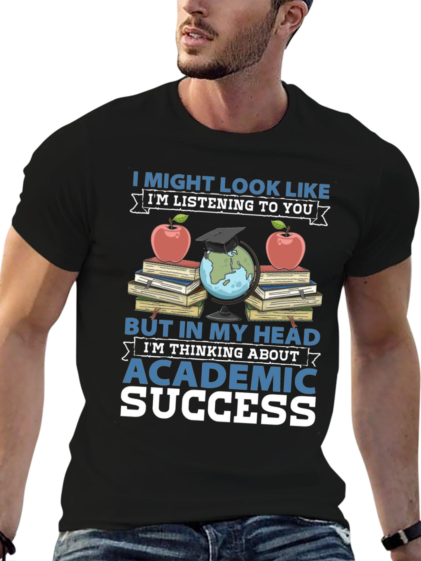 Academic Success T-Shirt - Books Apple & Globe