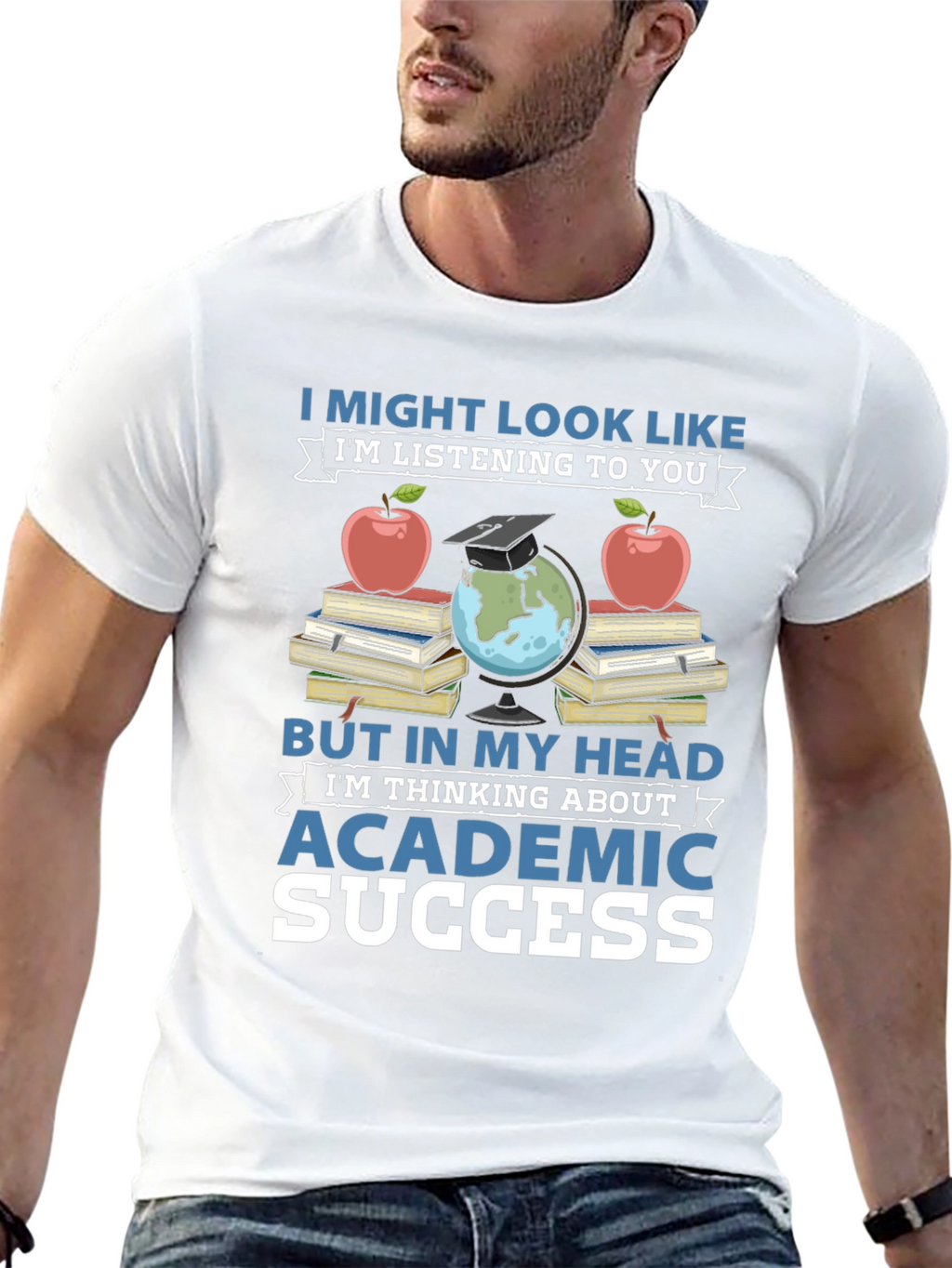 Academic Success T-Shirt - Books Apple & Globe