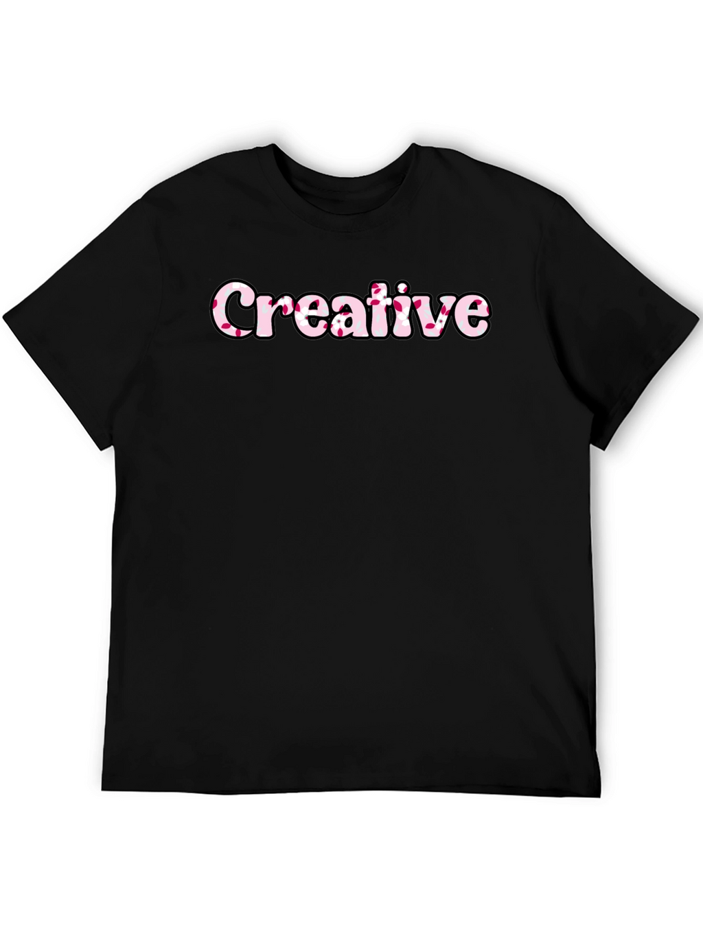 Creative Graphic Tee - Black Cotton Blend