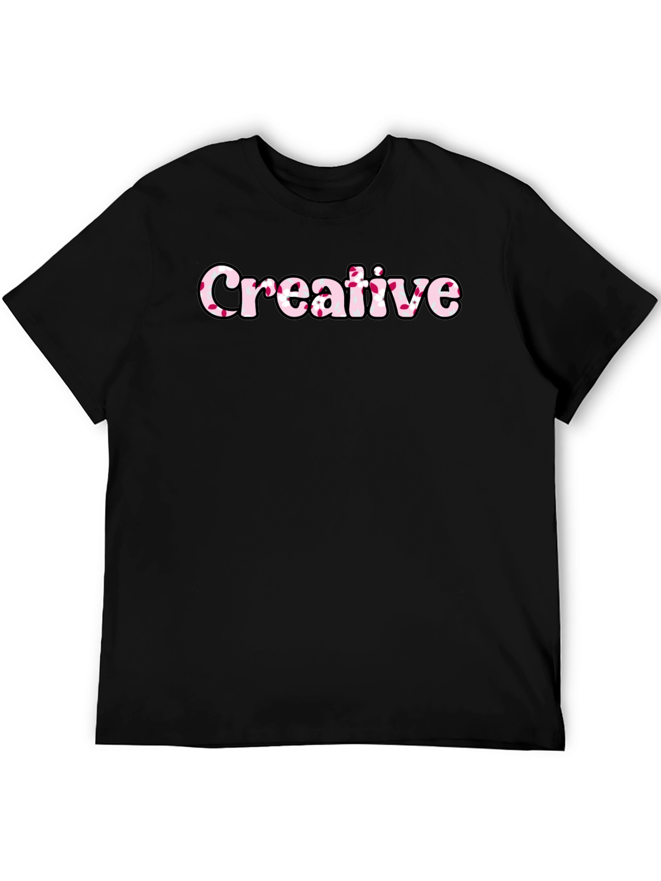 Creative Graphic Tee - Black Cotton Blend