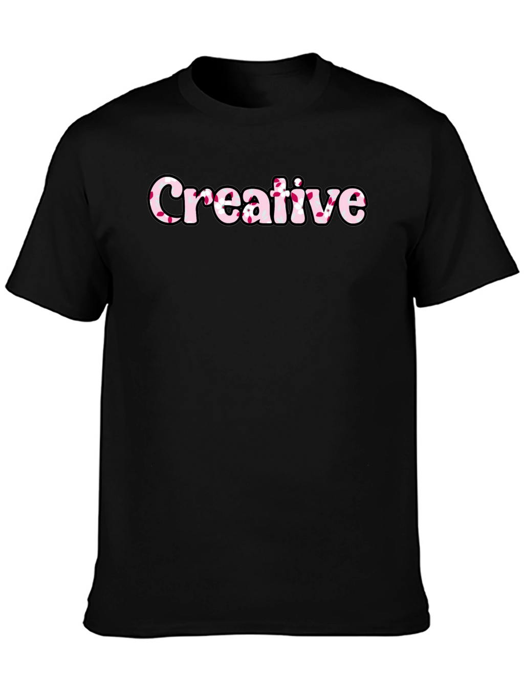 Creative Graphic Tee - Black Cotton Blend