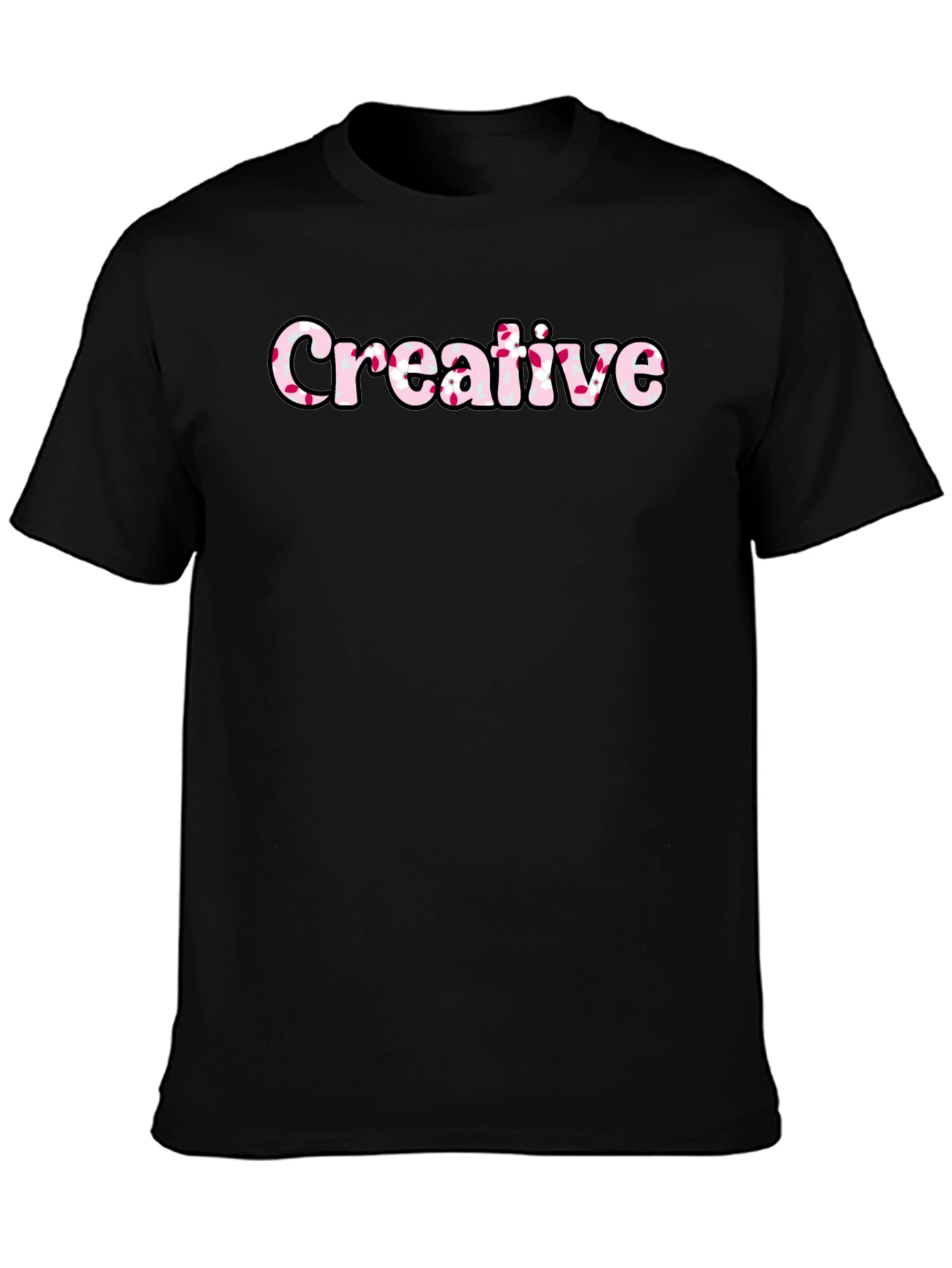 Creative Graphic Tee - Black Cotton Blend