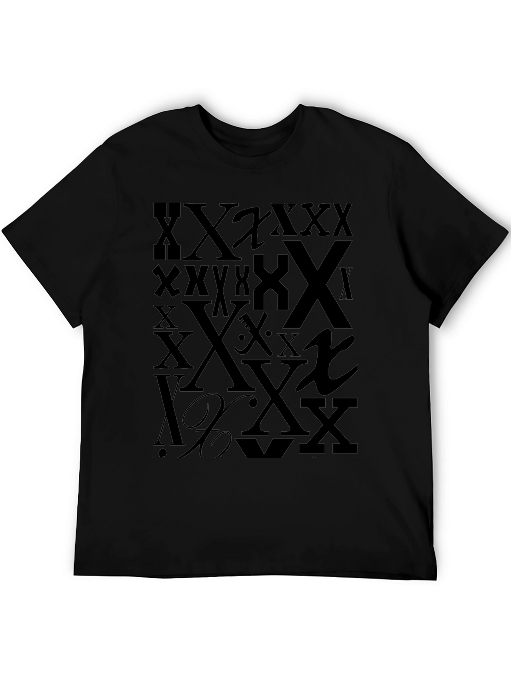 Bold X Print Black T-Shirt