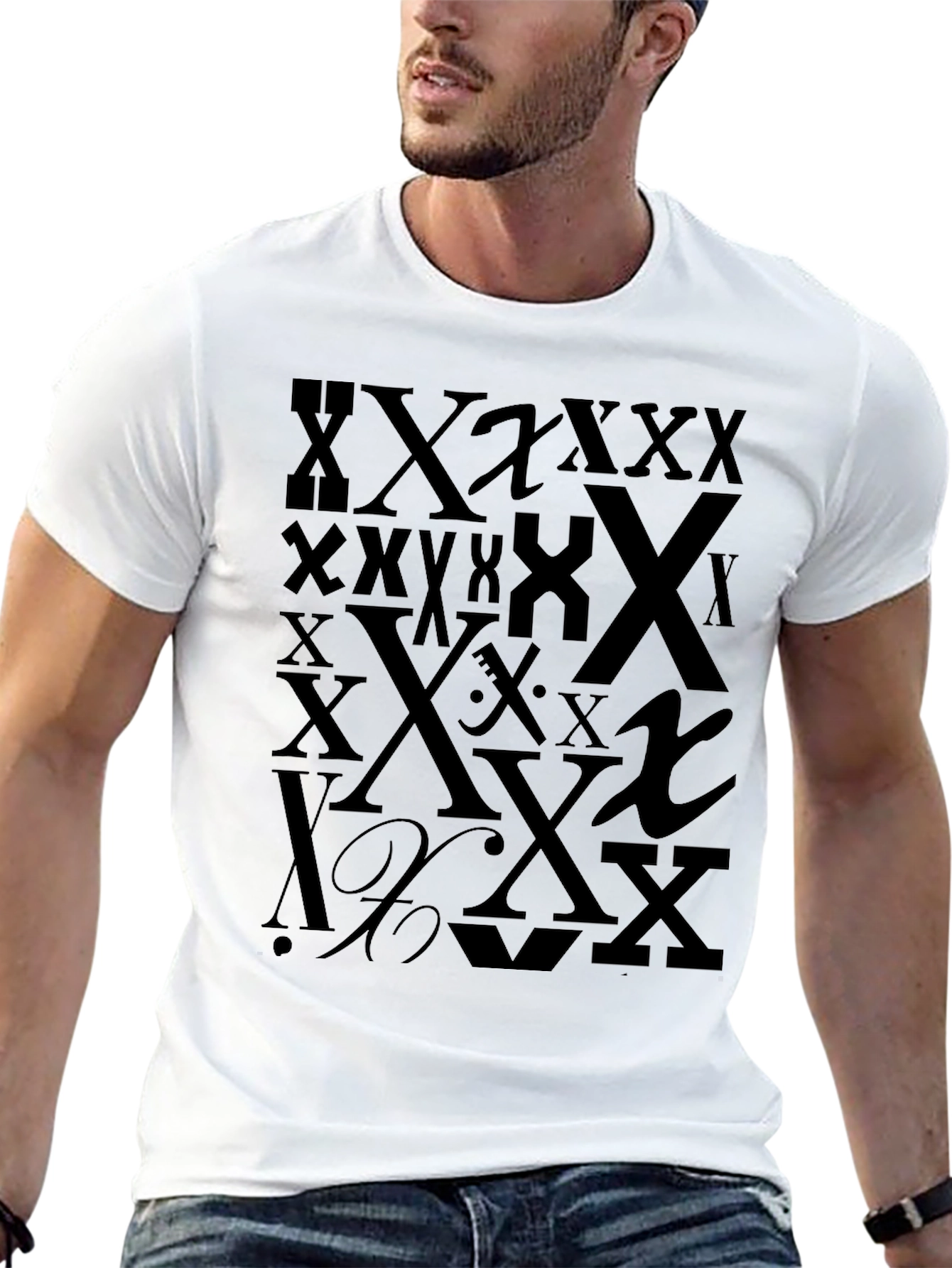 Bold X Print Black T-Shirt