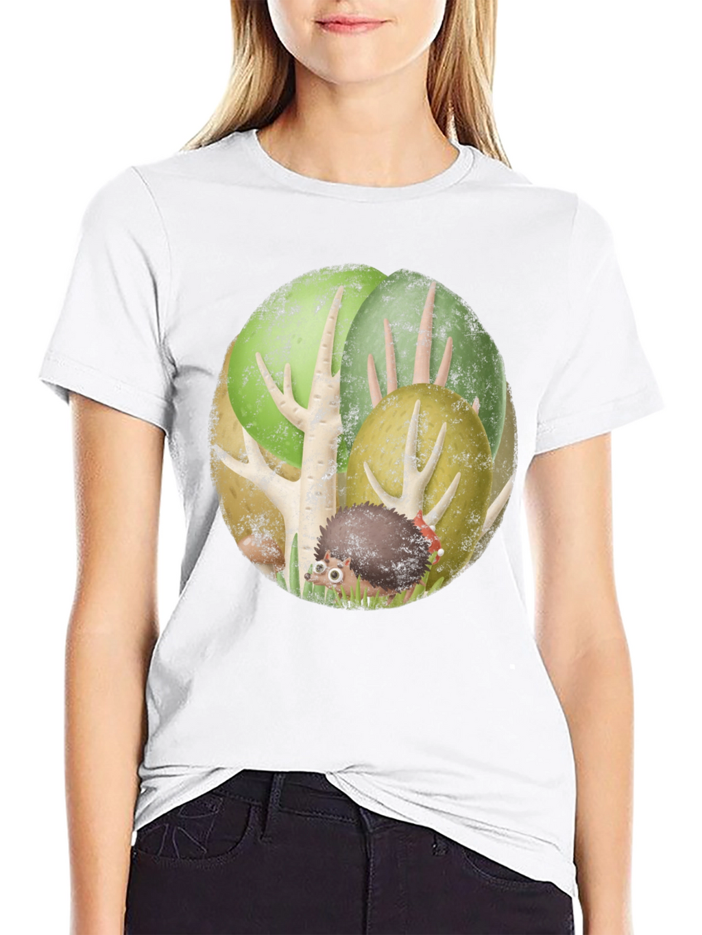 Whimsical Hedgehog Forest Graphic Tee