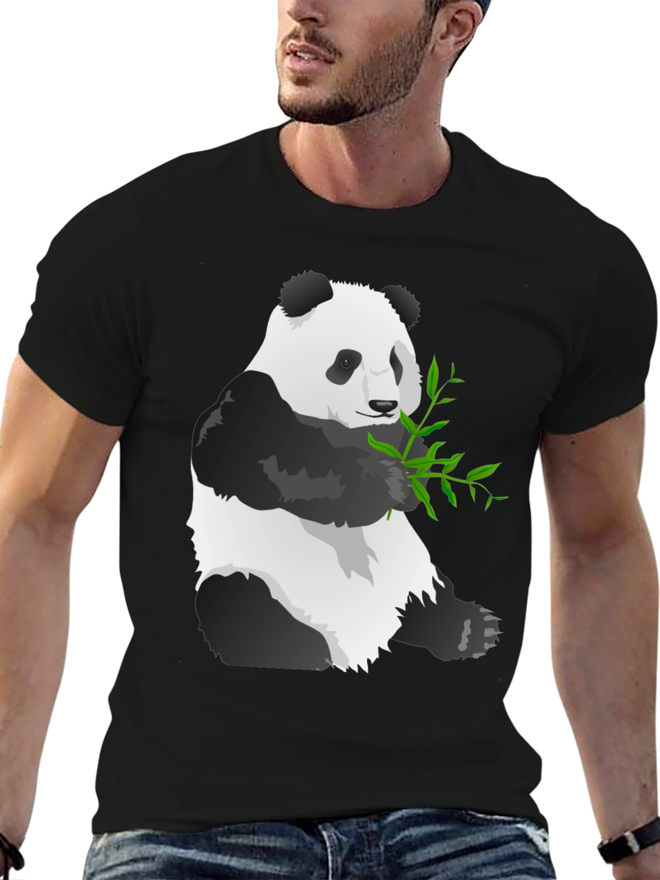 Panda Graphic Tee - Soft Black Cotton Blend