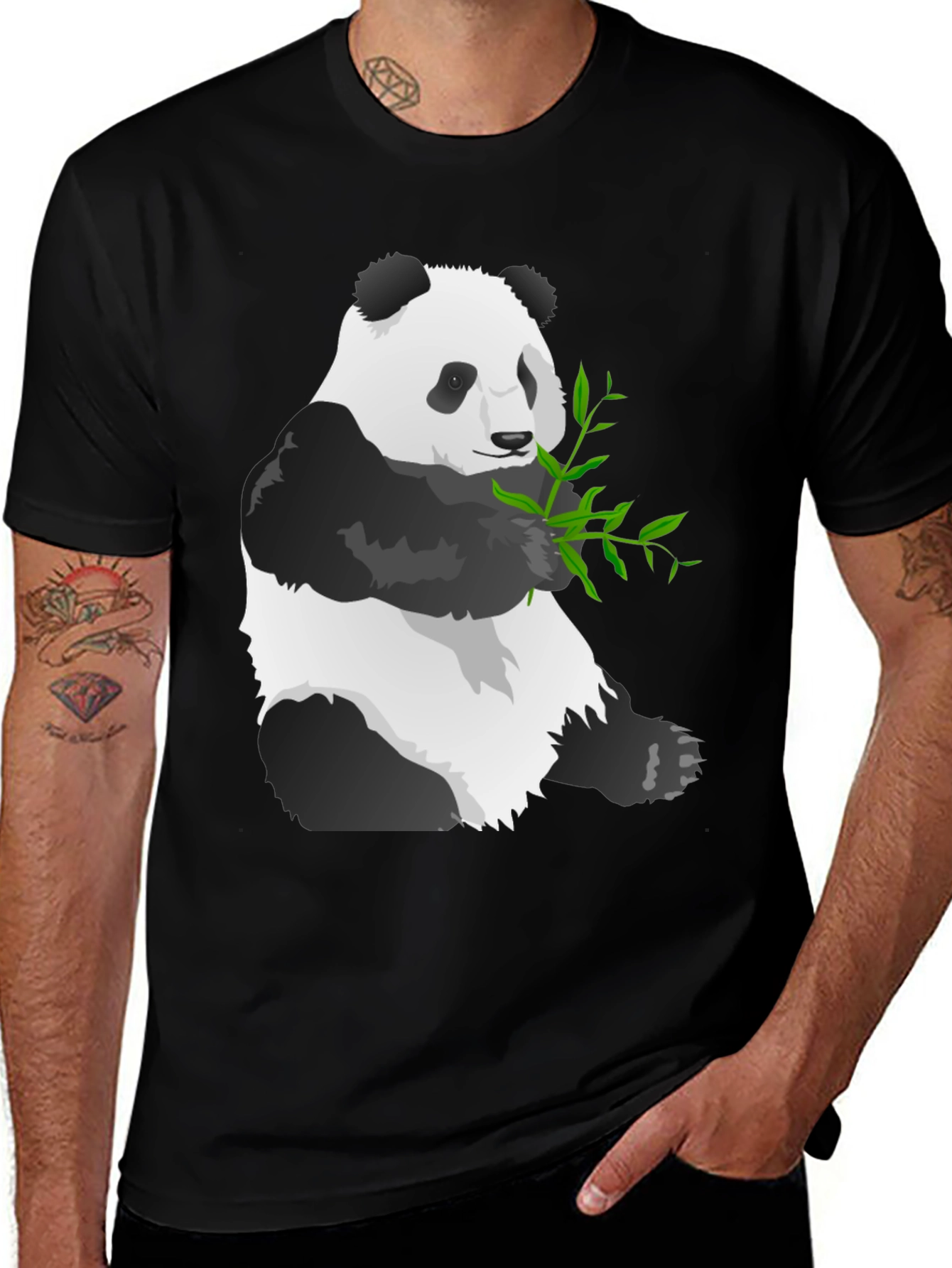 Panda Graphic Tee - Soft Black Cotton Blend