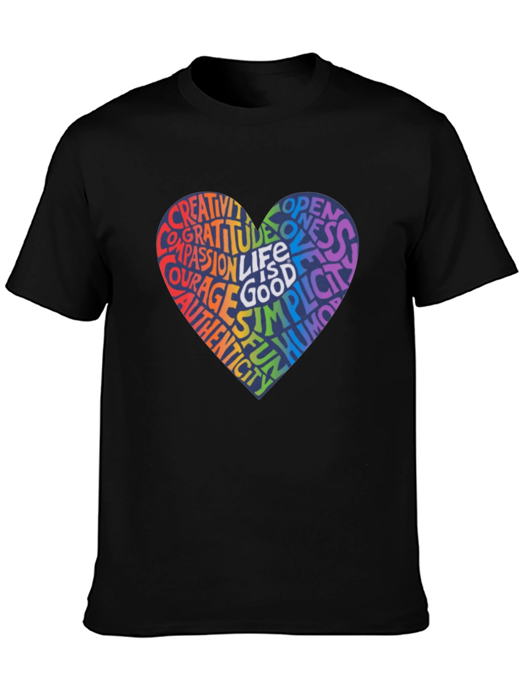 Rainbow Heart Word Art T-Shirt - Inspirational Design