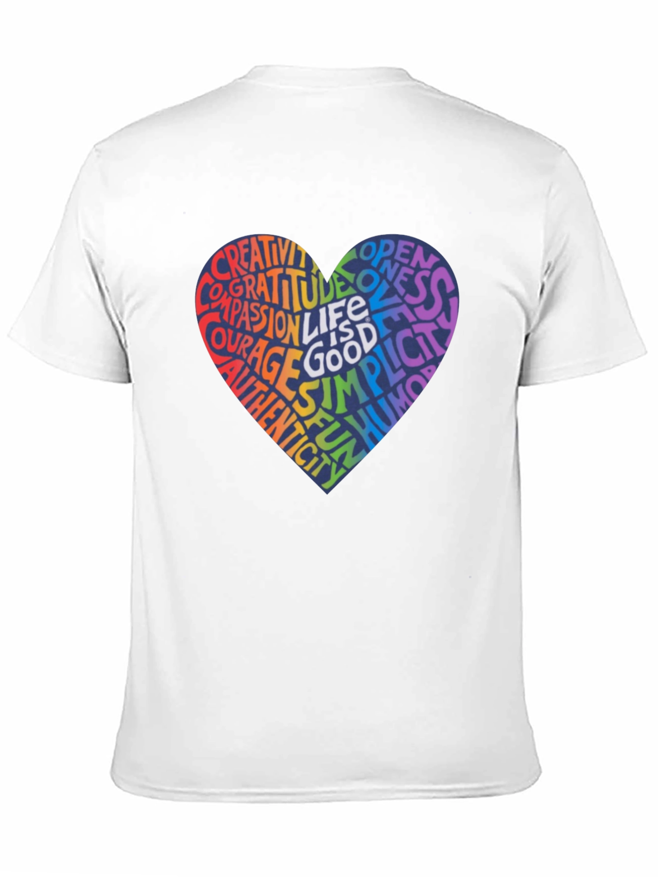 Rainbow Heart Word Art T-Shirt - Inspirational Design