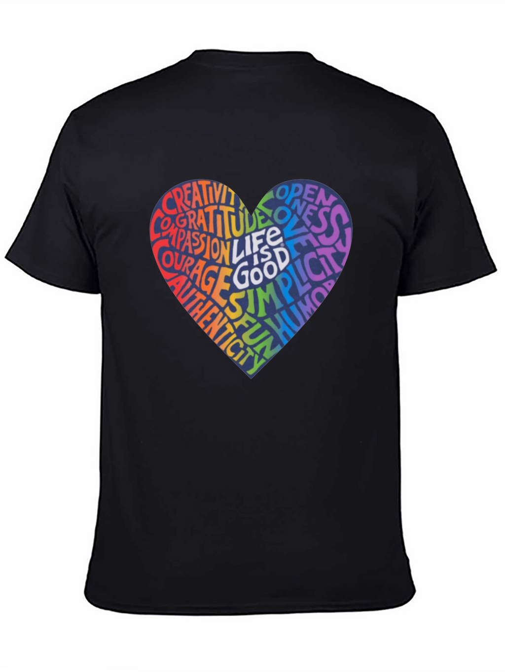 Rainbow Heart Word Art T-Shirt - Inspirational Design