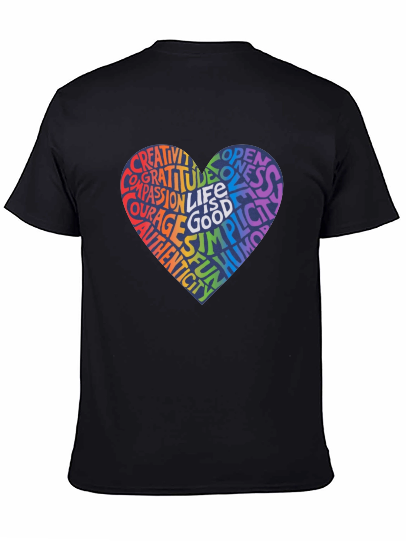 Rainbow Heart Word Art T-Shirt - Inspirational Design