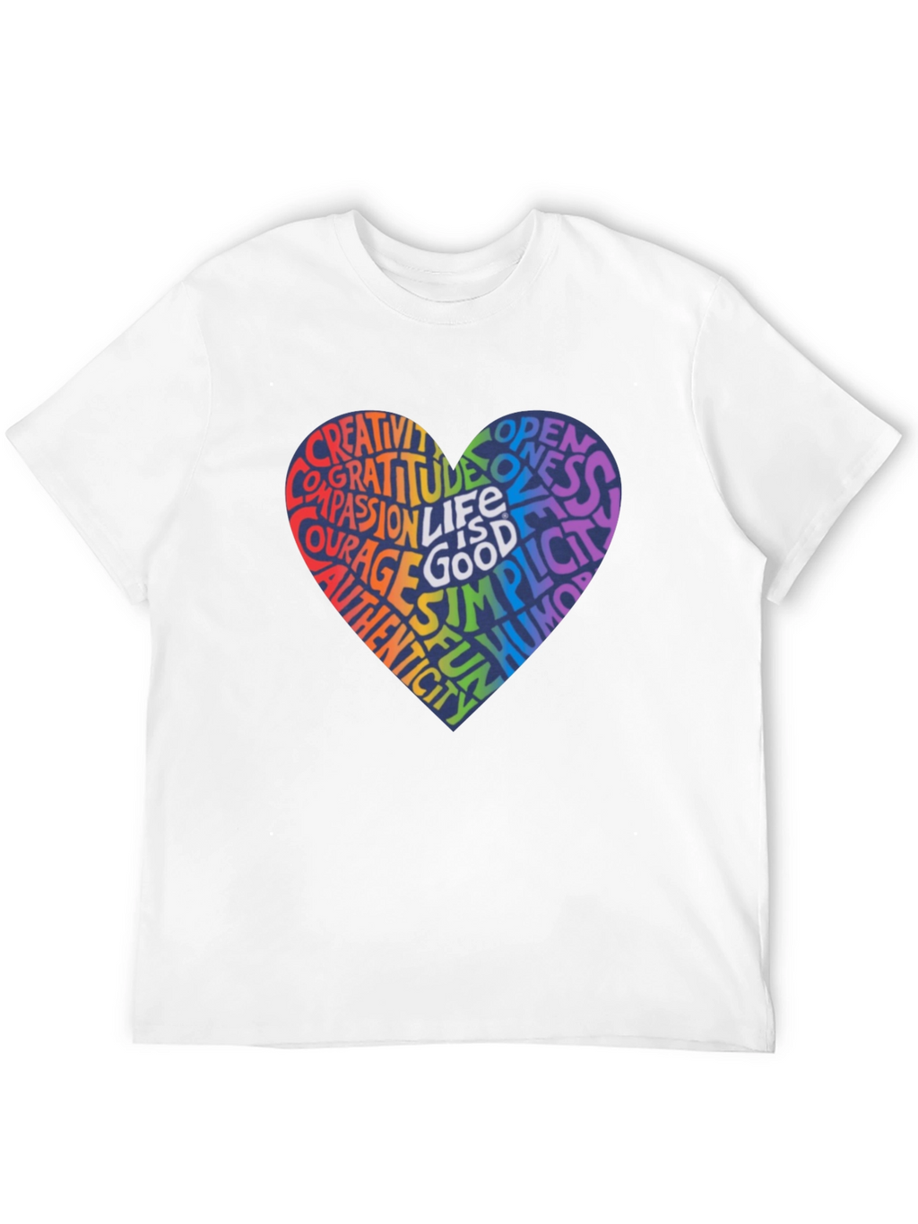 Rainbow Heart Word Art T-Shirt - Inspirational Design