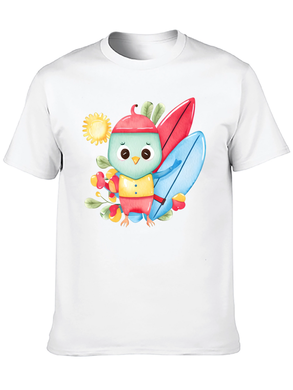 Surfing Bird Black T-Shirt