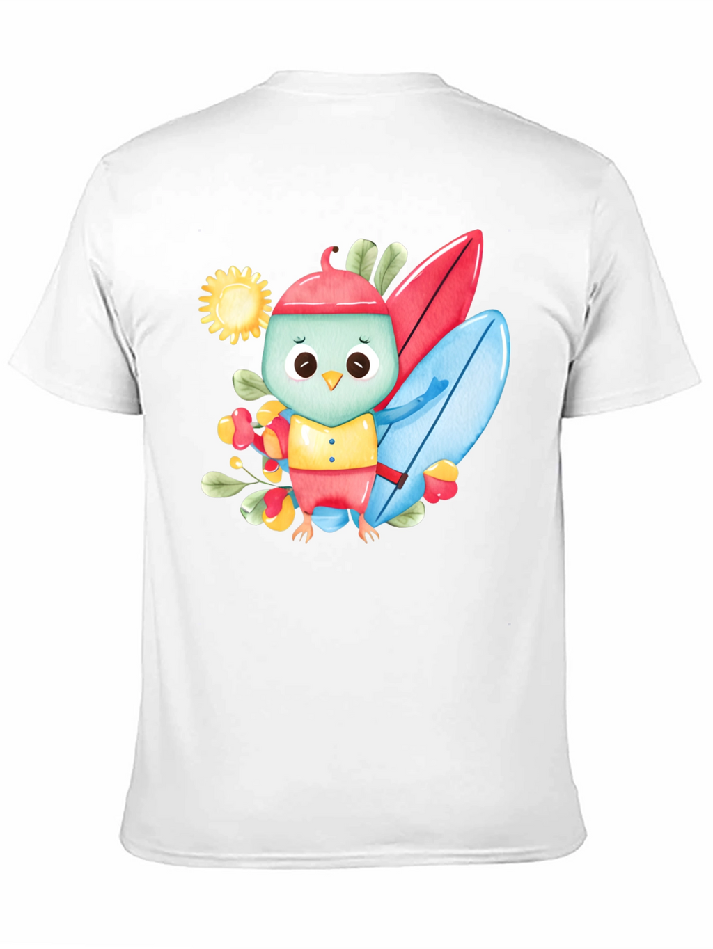 Surfing Bird Black T-Shirt