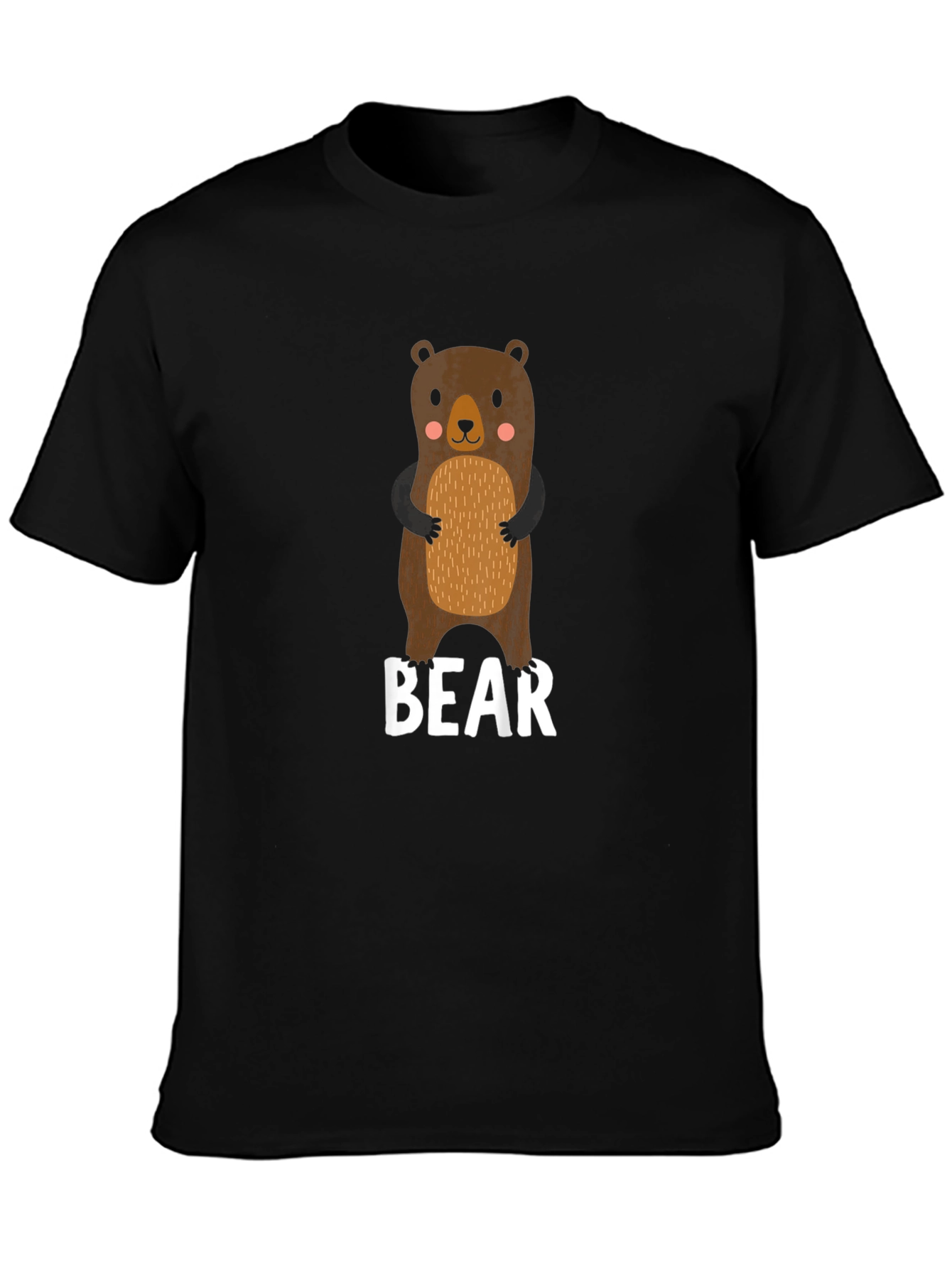 Cute Bear Graphic Black T-Shirt
