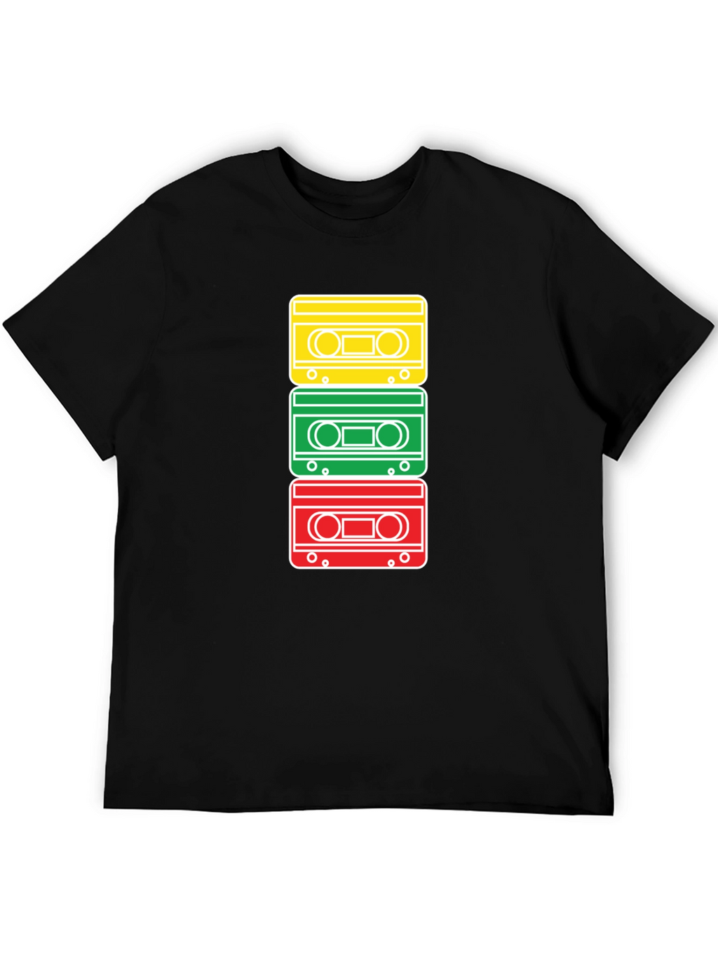 Retro Cassette Tape Stack Graphic T-Shirt