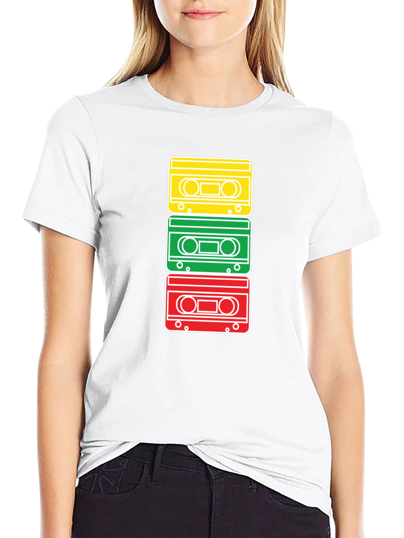 Retro Cassette Tape Stack Graphic T-Shirt