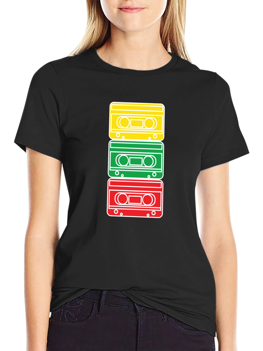 Retro Cassette Tape Stack Graphic T-Shirt