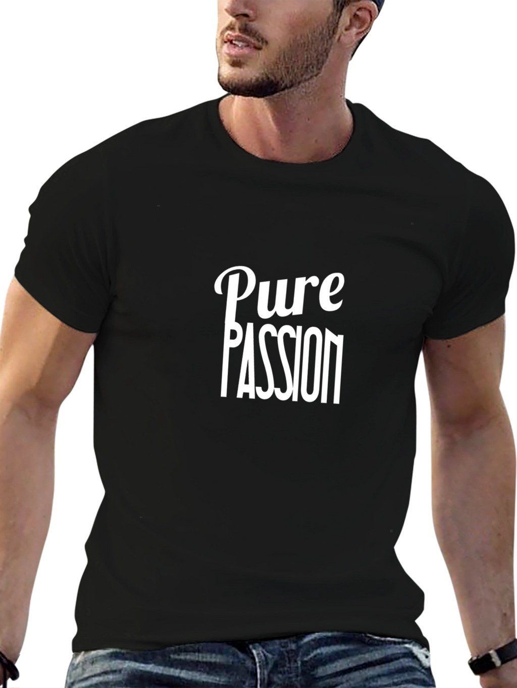 Pure Passion Black Graphic Tee - Bold Statement Shirt