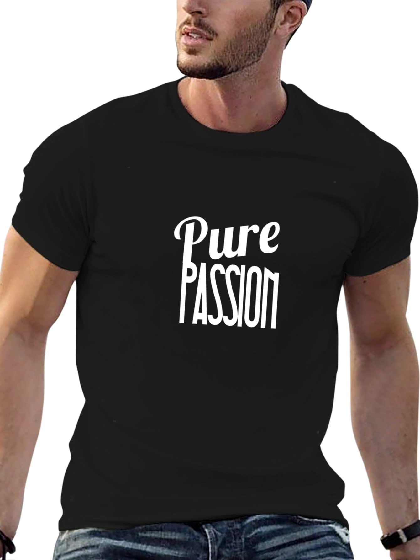 Pure Passion Black Graphic Tee - Bold Statement Shirt