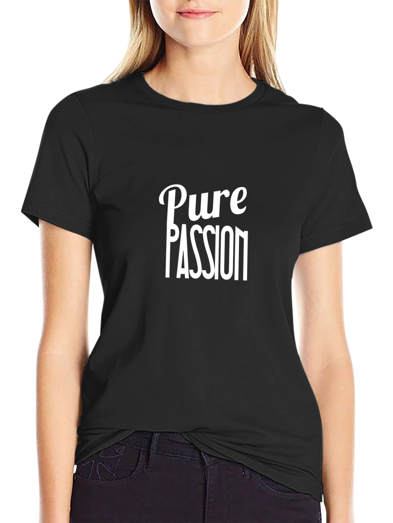 Pure Passion Black Graphic Tee - Bold Statement Shirt