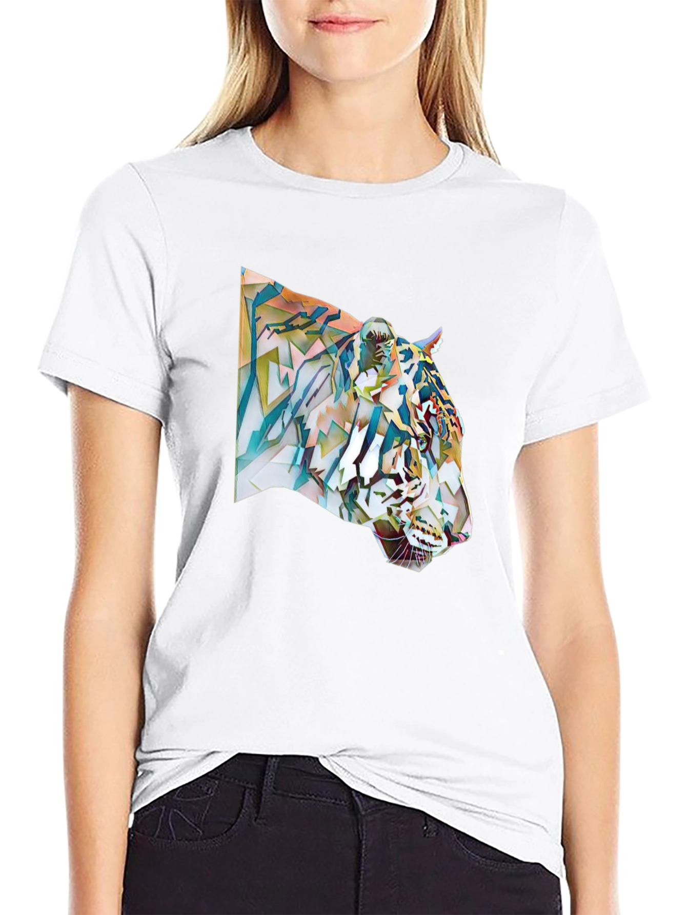 Abstract Tiger Graphic Tee - Cool Mens T-Shirt