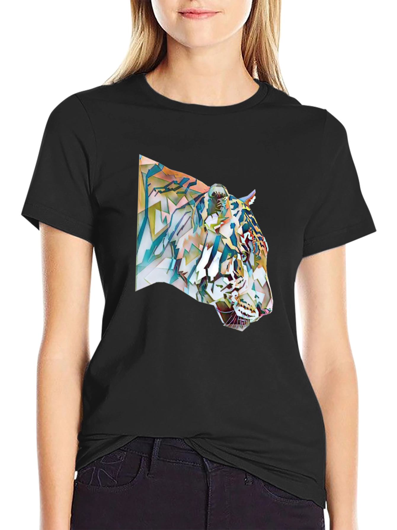 Abstract Tiger Graphic Tee - Cool Mens T-Shirt