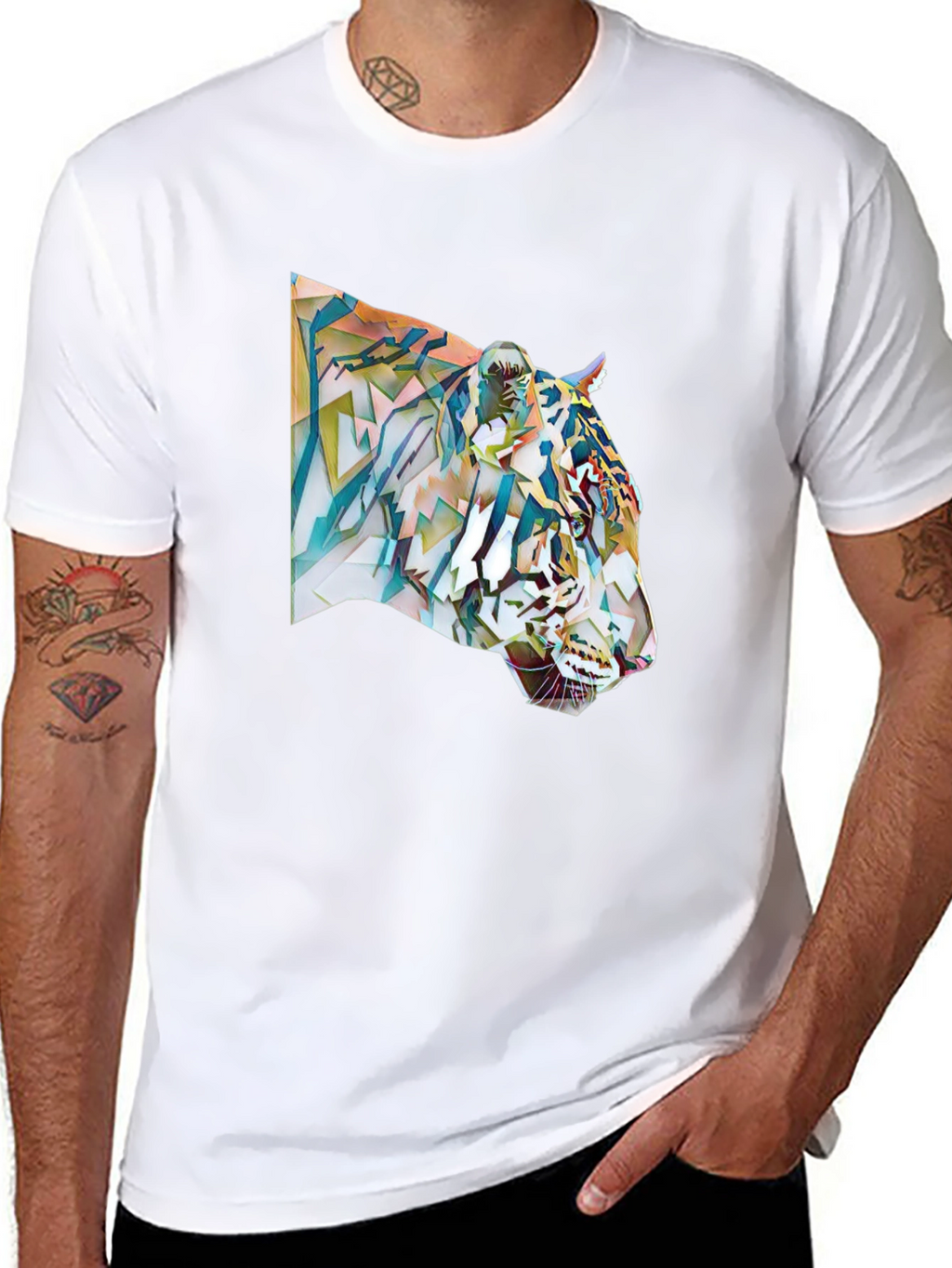 Abstract Tiger Graphic Tee - Cool Mens T-Shirt