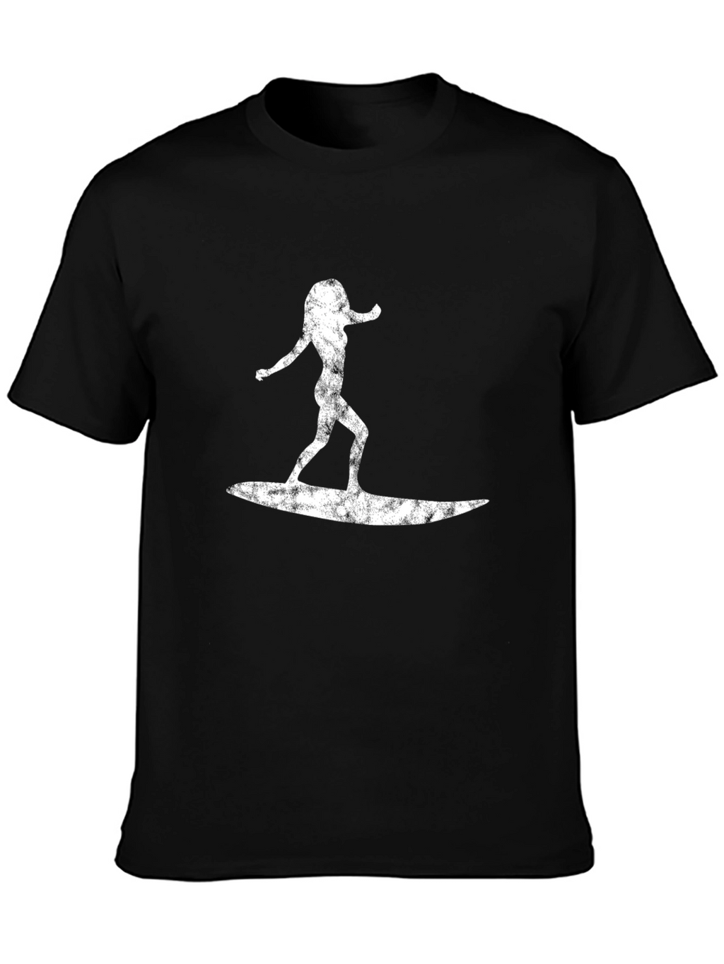 Surfer Girl Graphic Tee - Black Cotton T-Shirt