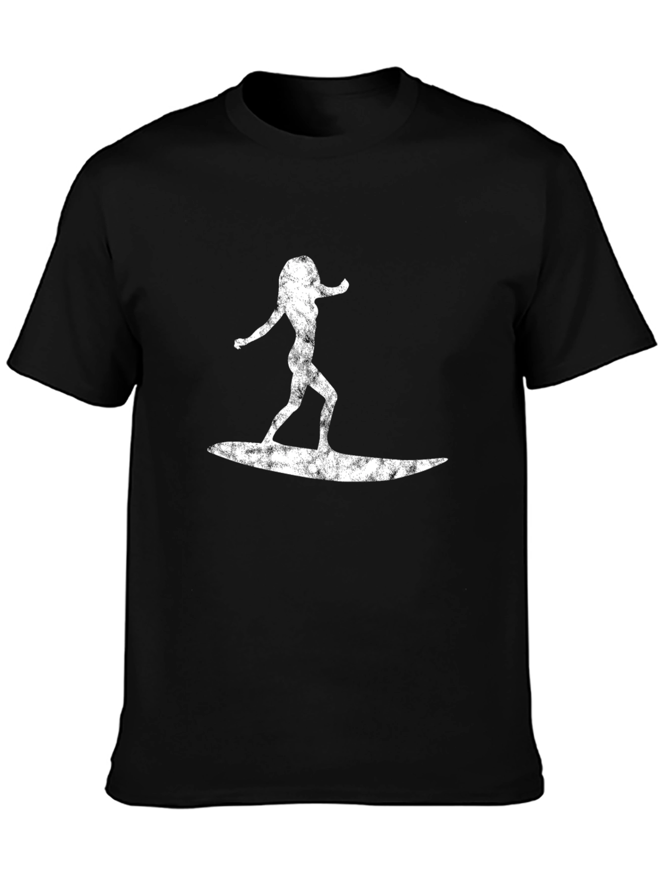Surfer Girl Graphic Tee - Black Cotton T-Shirt