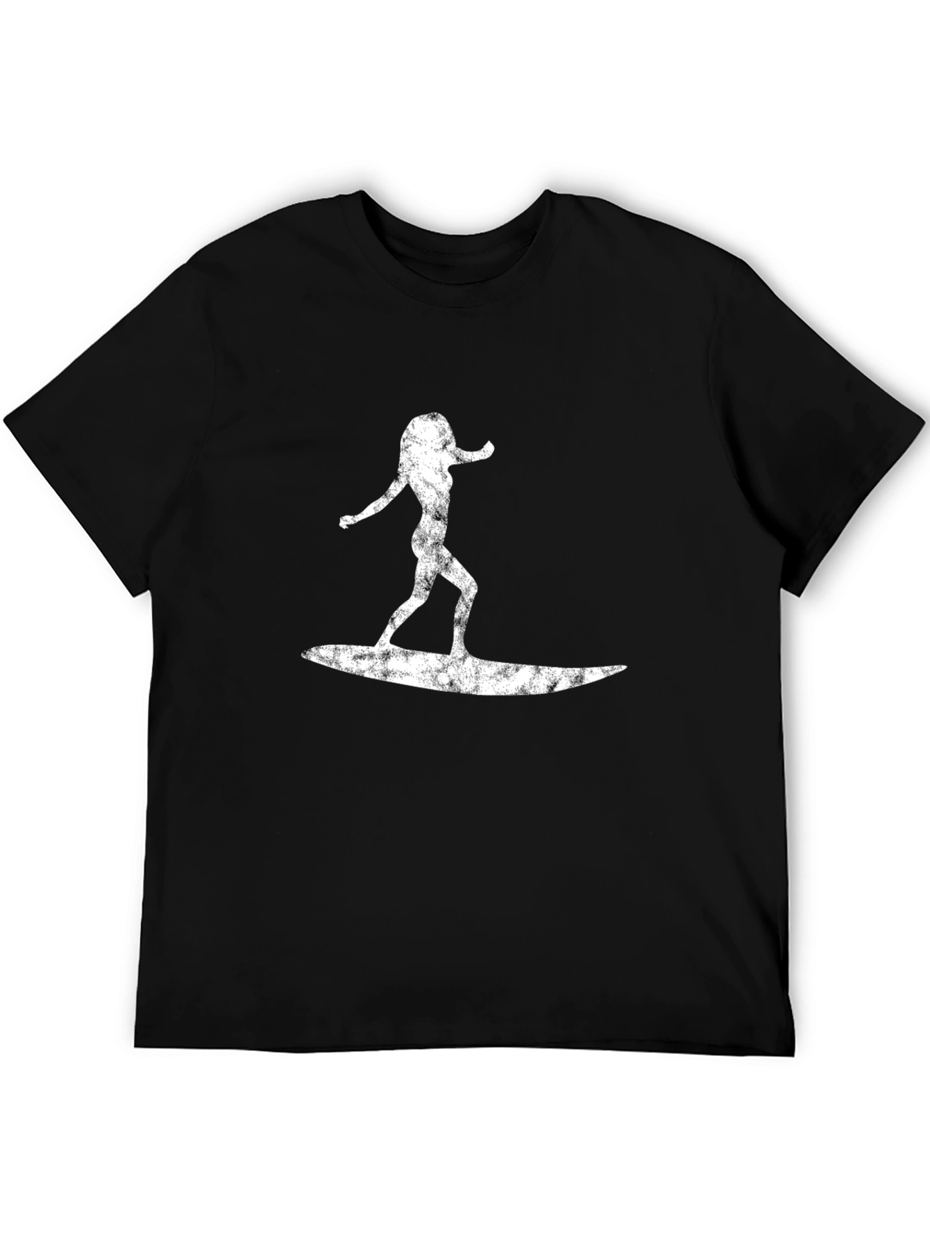 Surfer Girl Graphic Tee - Black Cotton T-Shirt