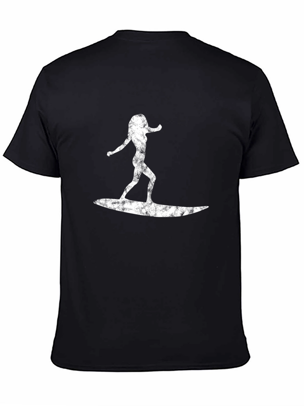 Surfer Girl Graphic Tee - Black Cotton T-Shirt