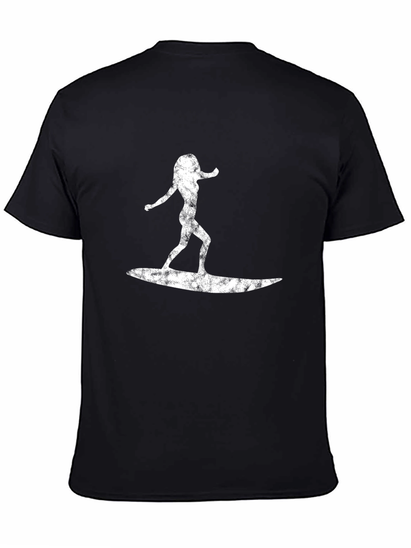 Surfer Girl Graphic Tee - Black Cotton T-Shirt