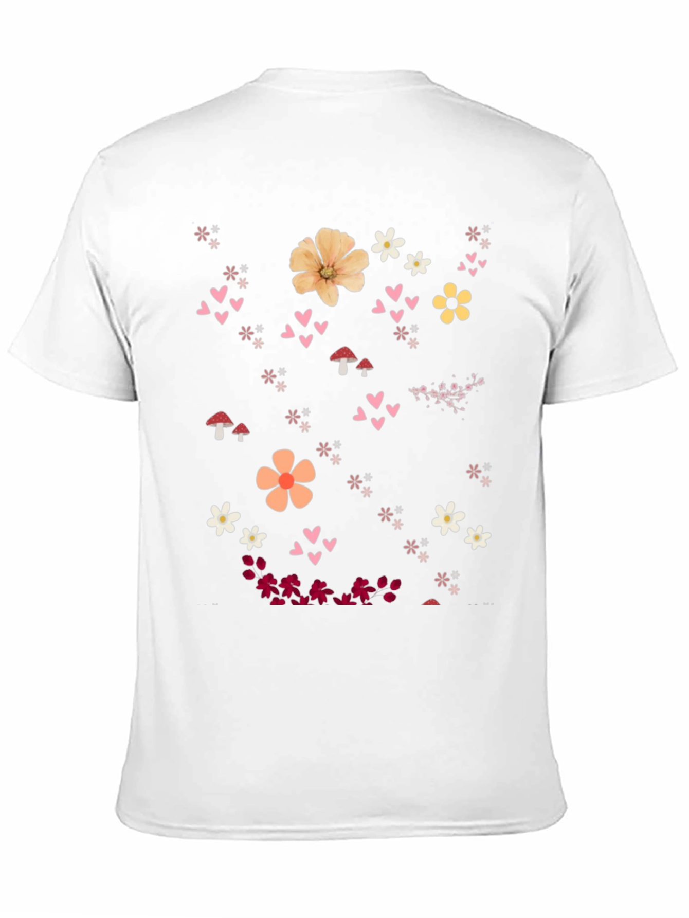 Floral Heart Graphic Black T-Shirt