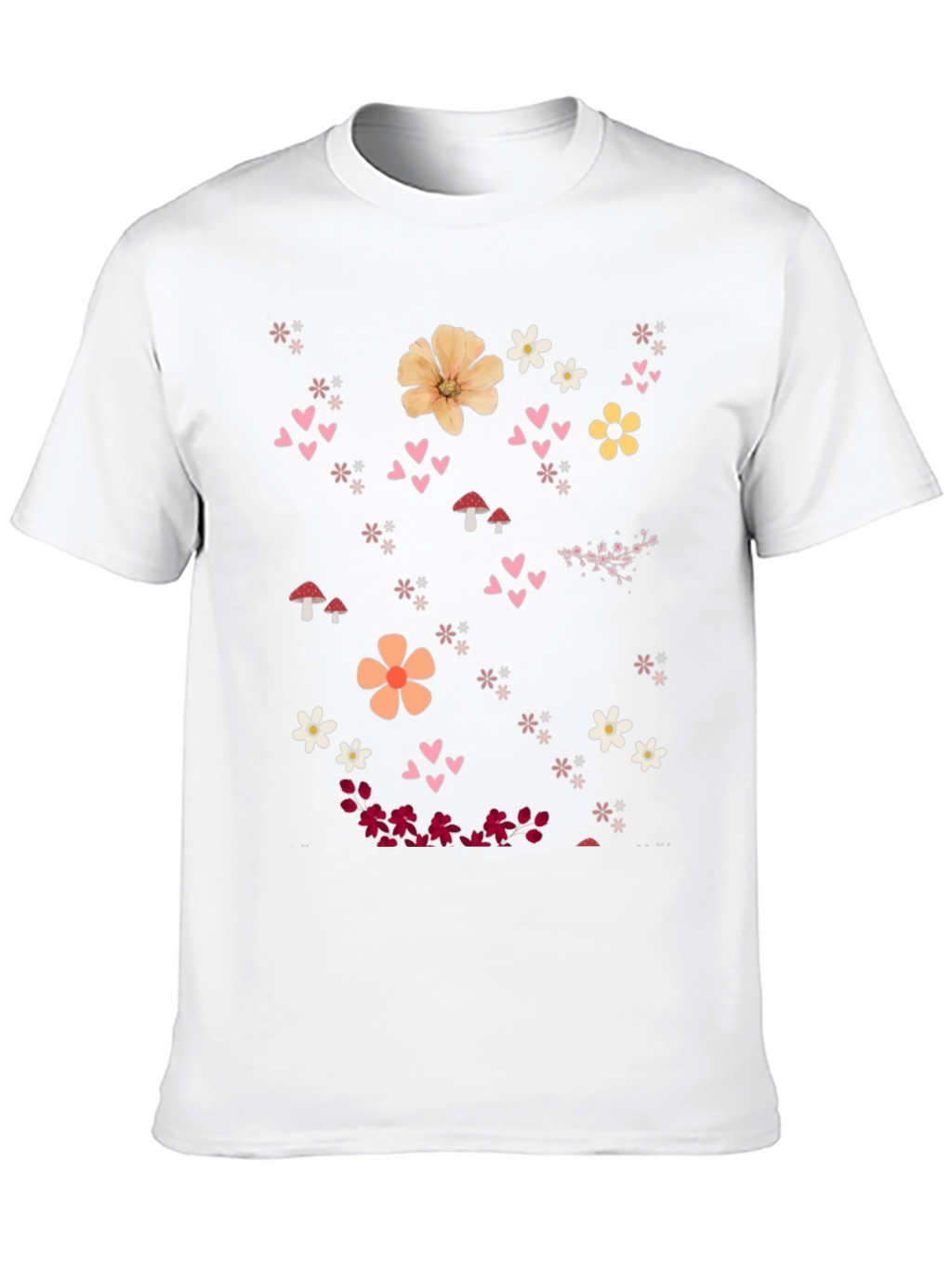Floral Heart Graphic Black T-Shirt