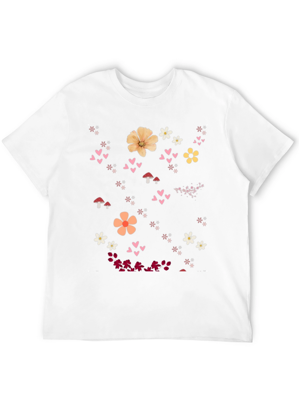 Floral Heart Graphic Black T-Shirt