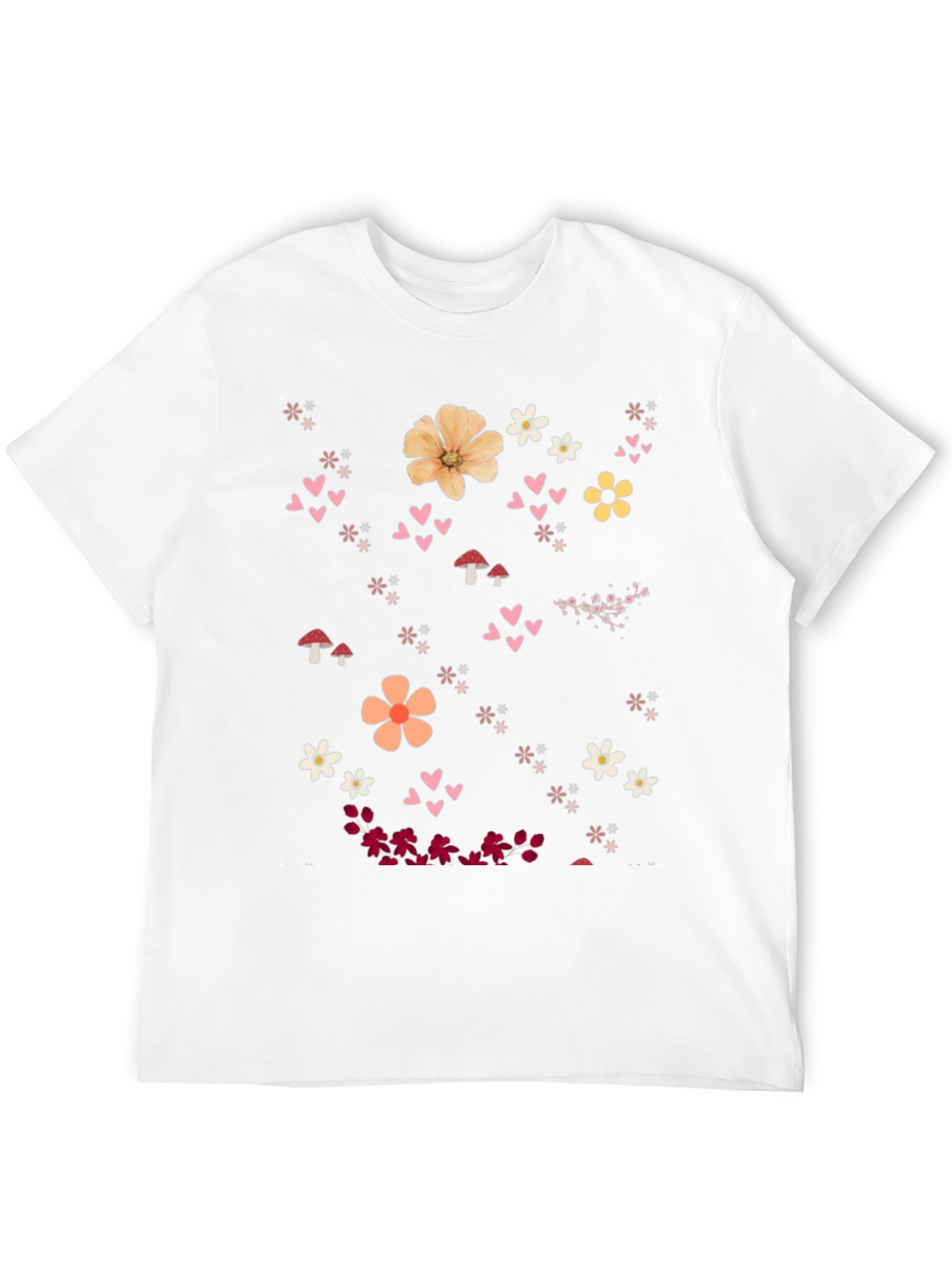 Floral Heart Graphic Black T-Shirt