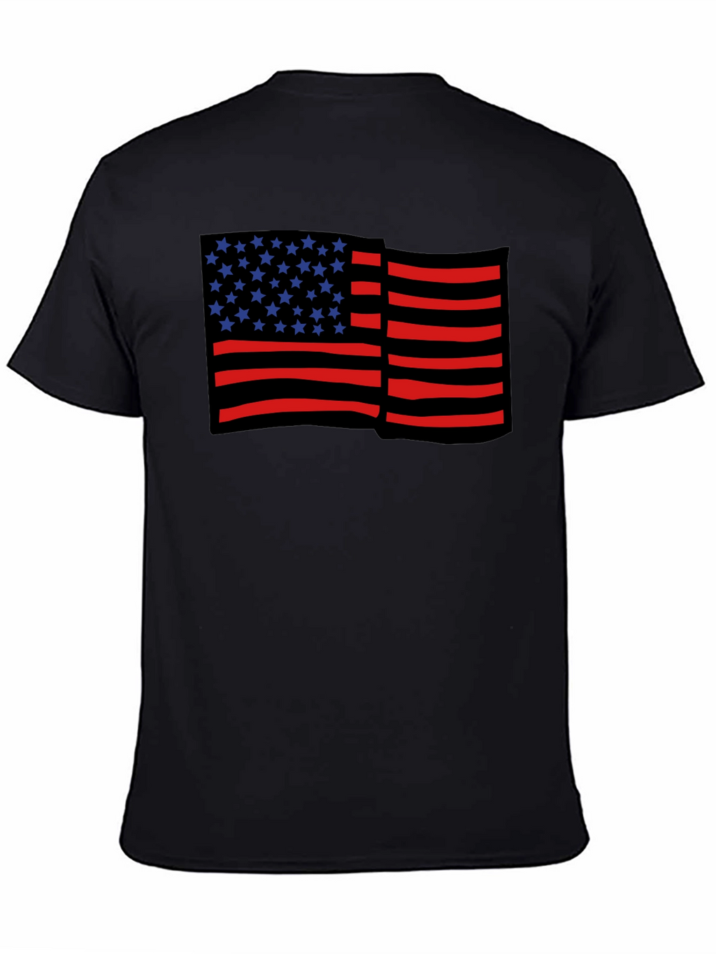American Flag Graphic Print Black Tee